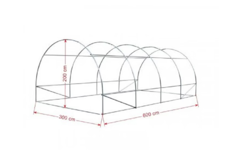 Тунелна Оранжерия 6×3×2 м с 2 врати и 12 прозореца - Image 2